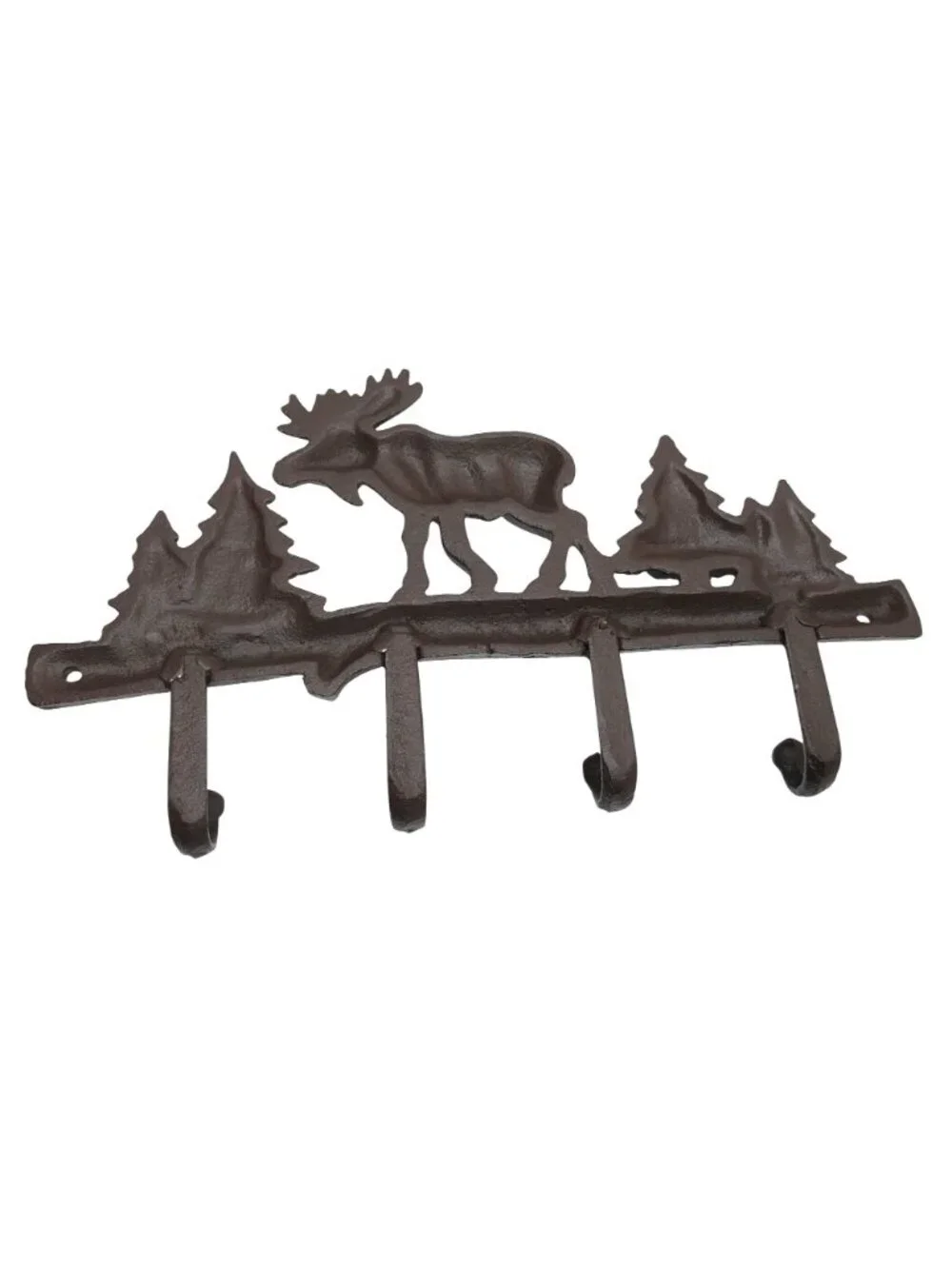 Cast Iron Moose Wall Hook Key Rack Coat Rack Rustic Forest Brown Finish